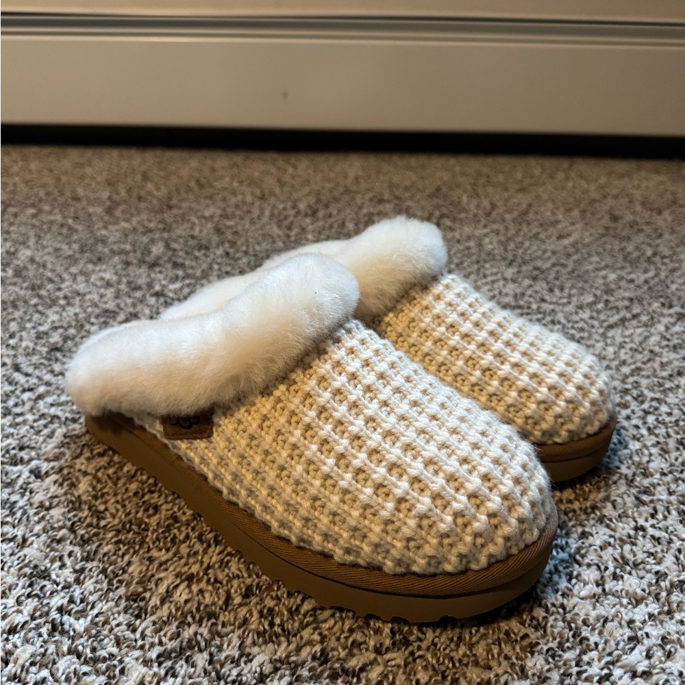 UGG Women's Cream Knit Slippers
